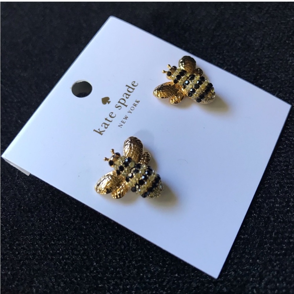 ๐ Kate Spade Picnic Perfect Bumble Bee Earrings NWT - Pink Dustbag Included ๐ - Picture 2 of 4